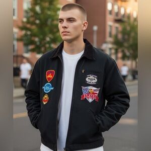 Carhartt 3XL Black Duck Canvas Work Jacket Patched SEMA Valkyrie USPA Moto Biker